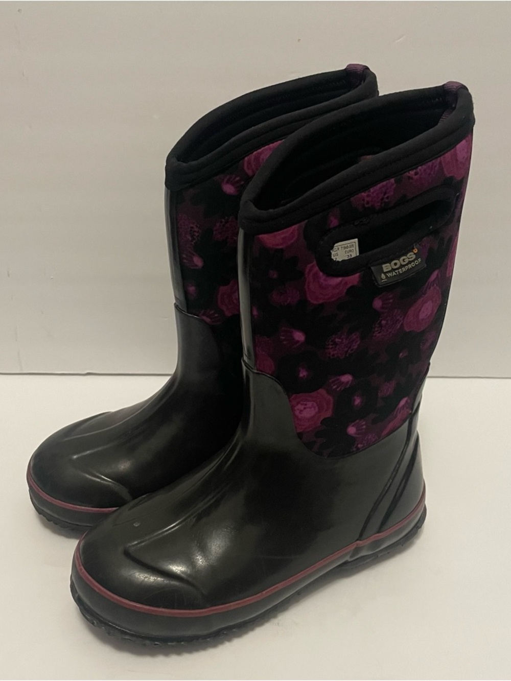 Bogs Classic Water Color Boots Youth Girls Purple Black Waterproof Snow Rain 2